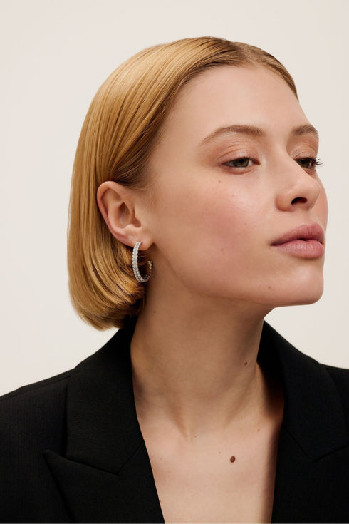 MELLIA-Jewellery-Medium Double Crystal Hoop Earrings- Ted Baker Romania